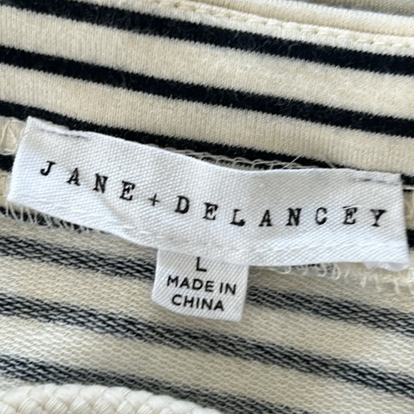 ANTHRO Jane & Delancey Black Striped Top with Lace Up Ties & Waistband Stretchy - Picture 3 of 11